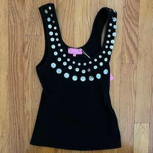 Edikted buttons shell Black Embellished Tank Top XS NWT